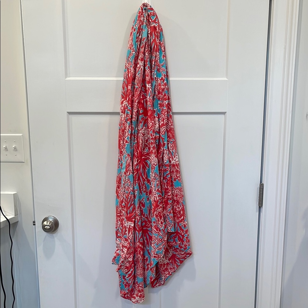 Lilly Pulitzer Vibrant Red and Blue Floral Fabric